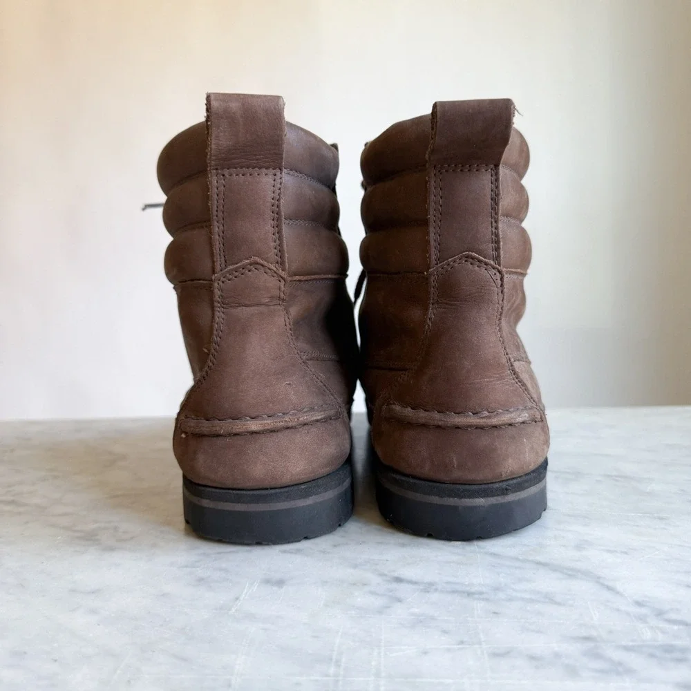 Trackers Mens Vintage Brown Leather Moc Toe Lace‎ Up Hiking Work Boots